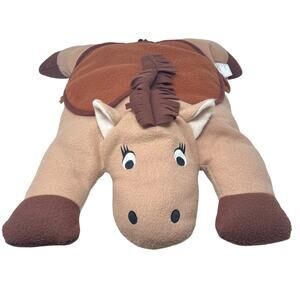 Crown Crafts Horse Plush Pillow Buddies Large 25" Vintage Tan Brown Saddle